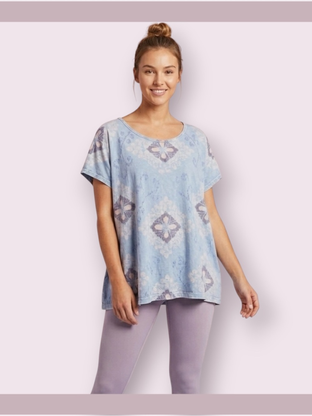Rashmi Bohemian Blue Ikat Floral Print Tee